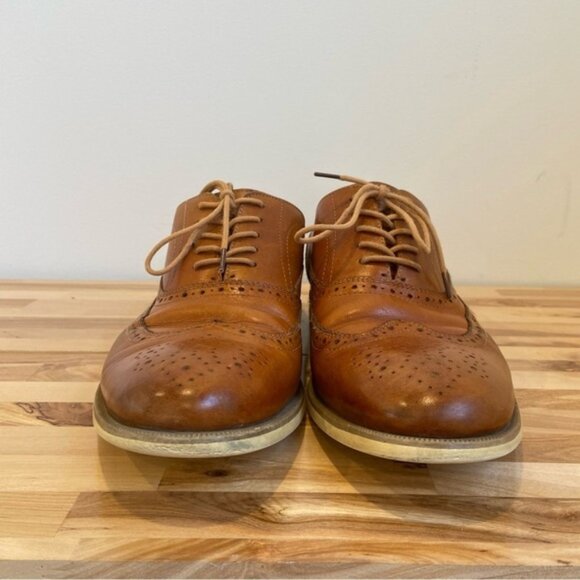 Steve Madden men Romah leather dress shoes camel tan ecru white sole size 10,5 - Picture 4 of 13